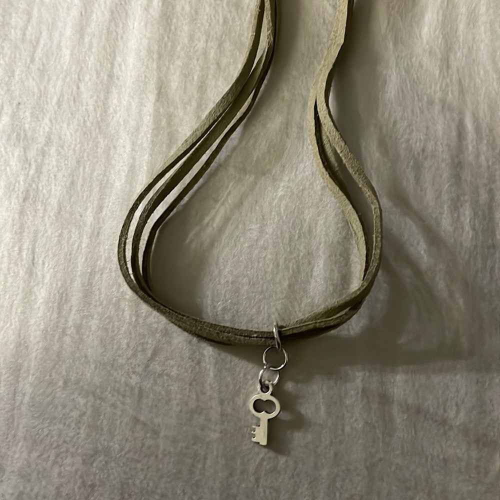Faux green leather choker